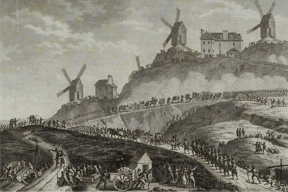 Tableau montrant les canons de Paris portés à Montmartre durant la Révolution Française